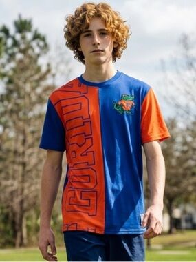 NWT Mitchell & Ness Unisex Florida University Gators Red Blue Tee Shirt Top - S